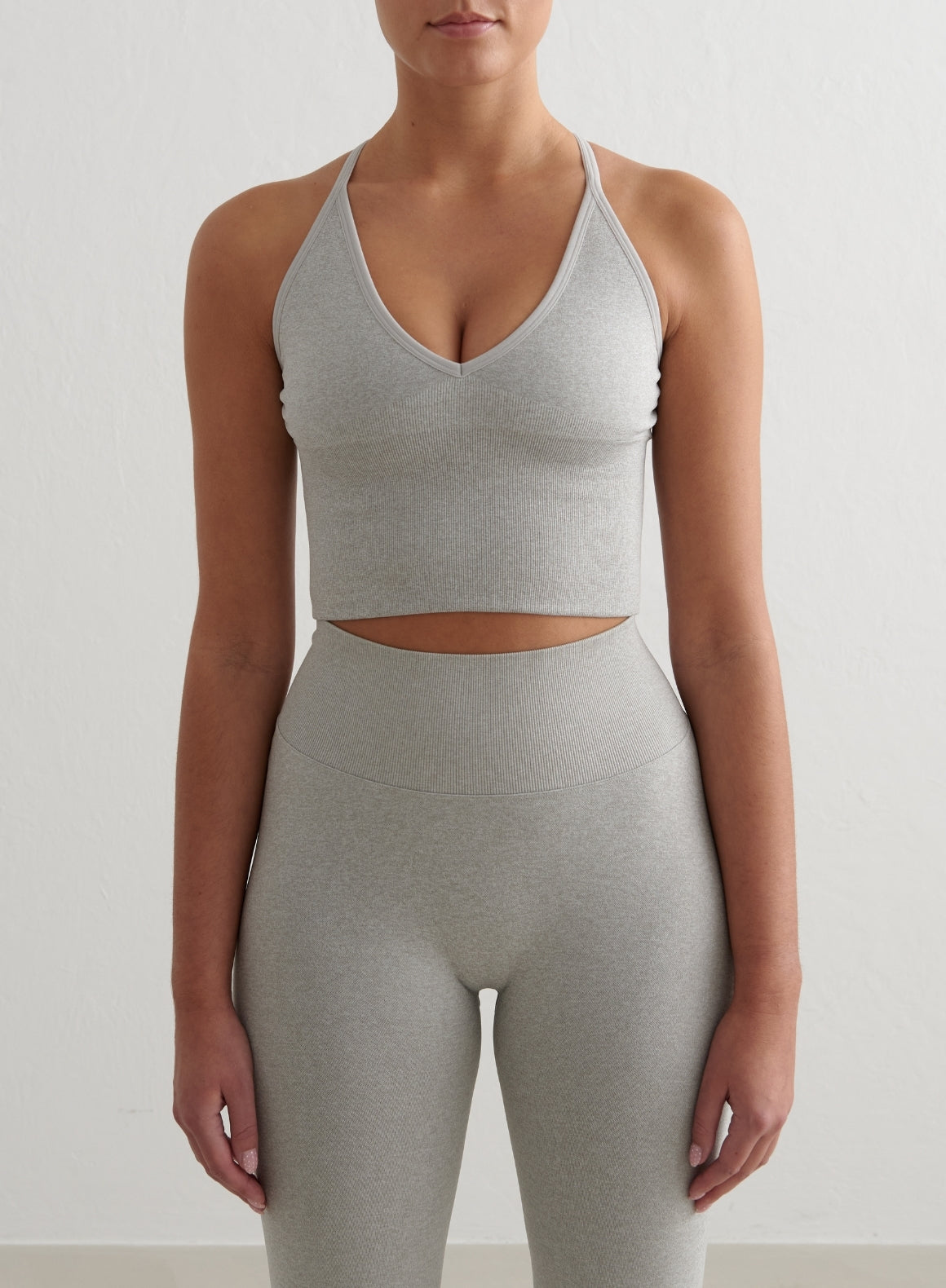 Grey Melange Shape Seamless Cross Back Bralette
