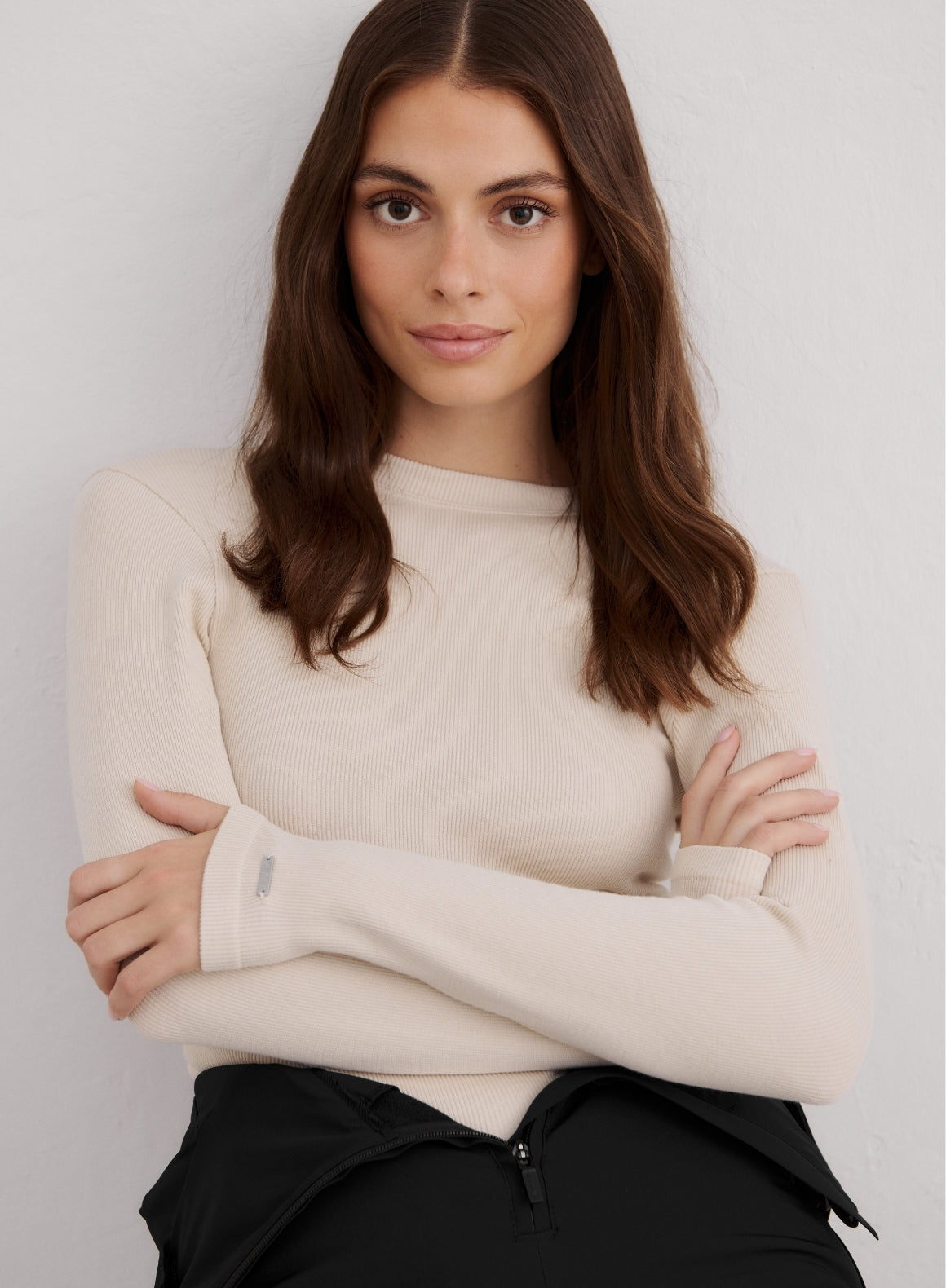 Cafe Au Lait Ribbed Wool Long Sleeve