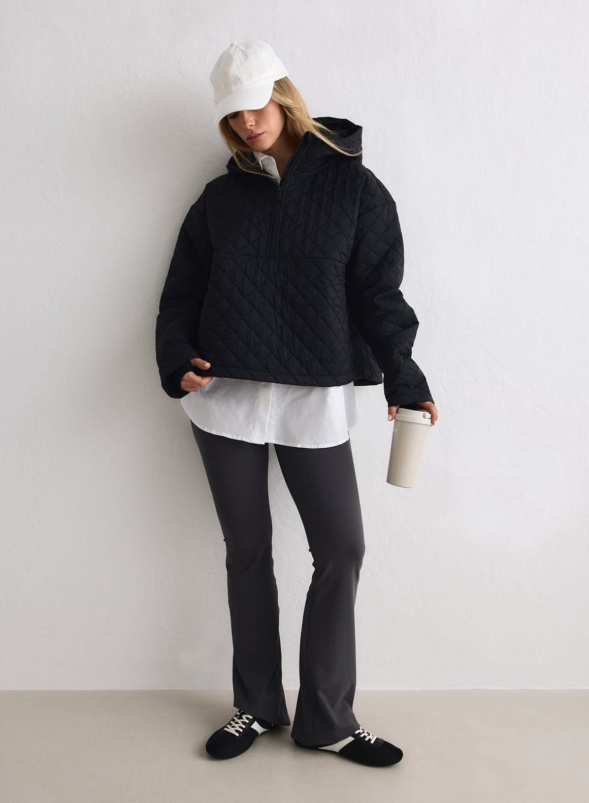 Black Cropped Quilted Anorak