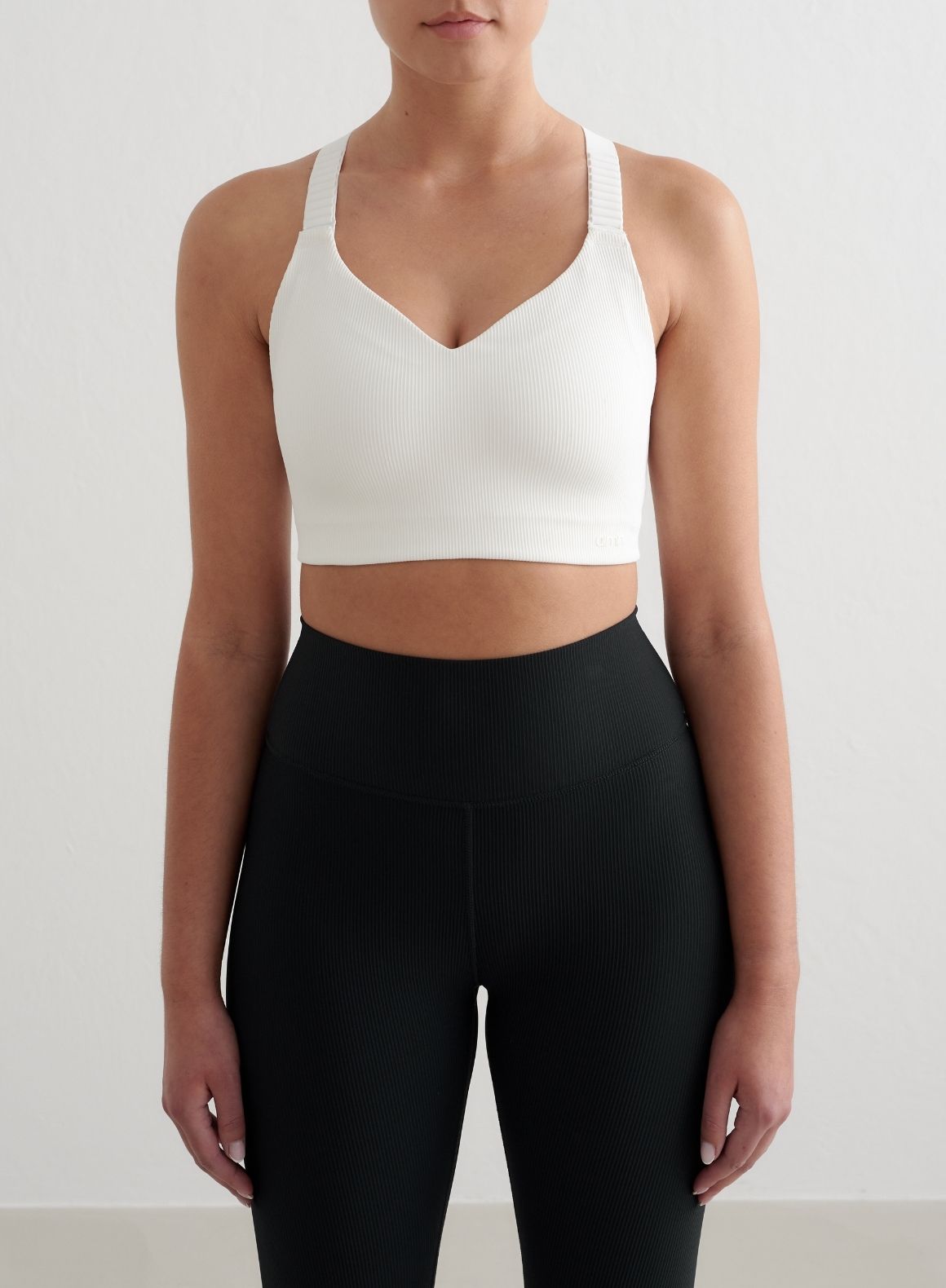 White Ribbed Performance Support Bra