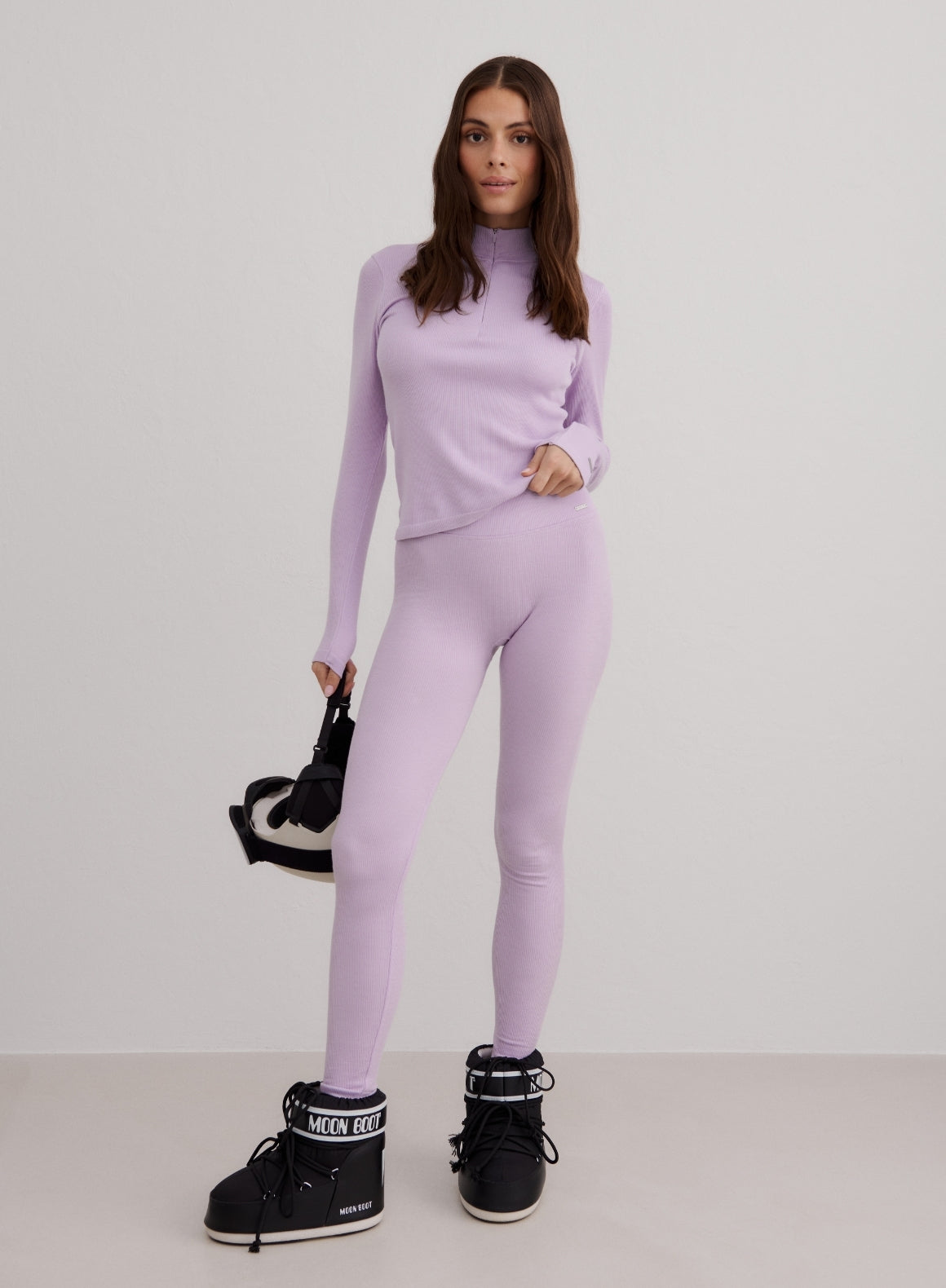 Pale Lavender Ribbed Wool Leggings